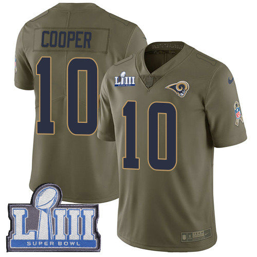 Nike Rams #10 Pharoh Cooper Olive Super Bowl LIII Bound Men's Stitched NFL Limited 2017 Salute To Service Jersey