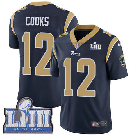 Nike Rams #12 Brandin Cooks Navy Blue Team Color Super Bowl LIII Bound Men's Stitched NFL Vapor Untouchable Limited Jersey