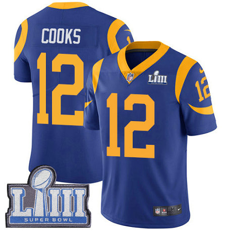 Nike Rams #12 Brandin Cooks Royal Blue Alternate Super Bowl LIII Bound Youth Stitched NFL Vapor Untouchable Limited Jersey