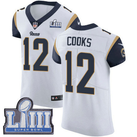 Nike Rams #12 Brandin Cooks White Super Bowl LIII Bound Men's Stitched NFL Vapor Untouchable Elite Jersey