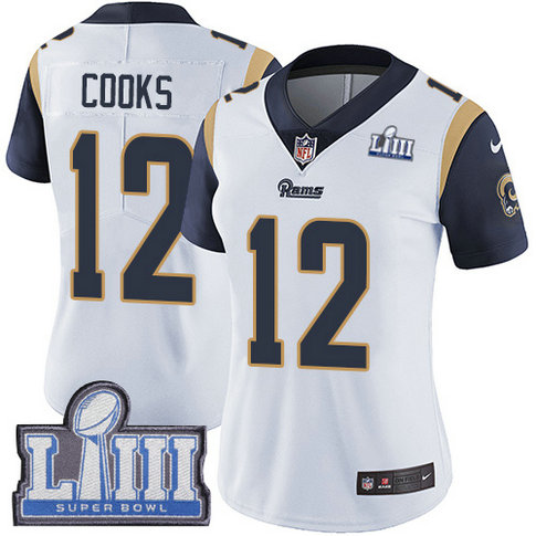 Nike Rams #12 Brandin Cooks White Super Bowl LIII Bound Women's Stitched NFL Vapor Untouchable Limited Jersey