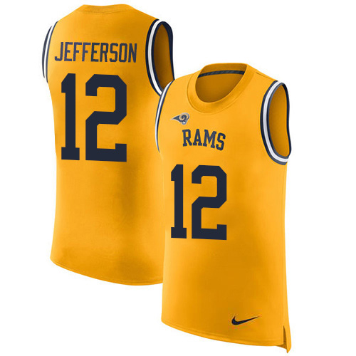Nike Rams #12 Van Jefferson Gold Men's Stitched NFL Limited Rush Tank Top Jersey