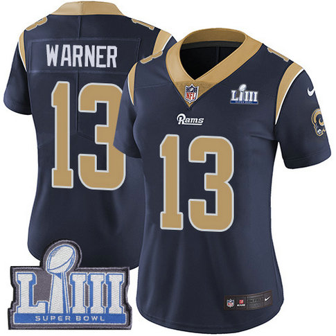 Nike Rams #13 Kurt Warner Navy Blue Team Color Super Bowl LIII Bound Women's Stitched NFL Vapor Untouchable Limited Jersey