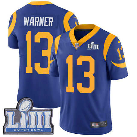 Nike Rams #13 Kurt Warner Royal Blue Alternate Super Bowl LIII Bound Youth Stitched NFL Vapor Untouchable Limited Jersey