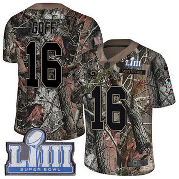 Nike Rams #16 Jared Goff Camo Super Bowl LIII Bound Men's Stitched NFL Limited Rush Realtree Jersey