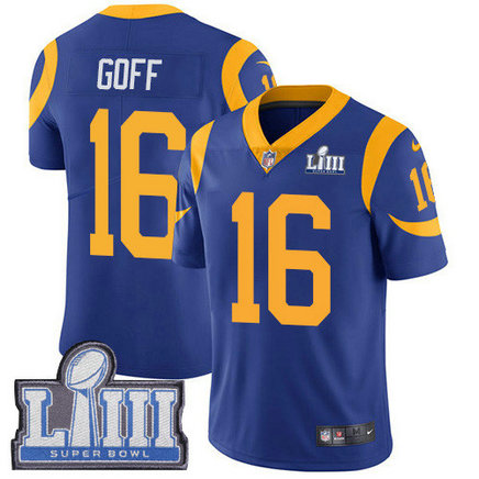 Nike Rams #16 Jared Goff Royal Blue Alternate Super Bowl LIII Bound Men's Stitched NFL Vapor Untouchable Limited Jersey