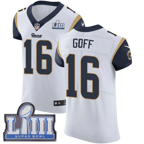 Nike Rams #16 Jared Goff White Super Bowl LIII Bound Men's Stitched NFL Vapor Untouchable Elite Jersey