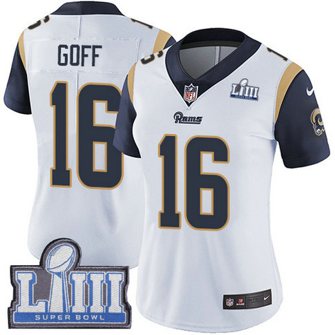 Nike Rams #16 Jared Goff White Super Bowl LIII Bound Women's Stitched NFL Vapor Untouchable Limited Jersey
