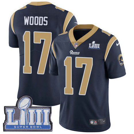 Nike Rams #17 Robert Woods Navy Blue Team Color Super Bowl LIII Bound Men's Stitched NFL Vapor Untouchable Limited Jersey