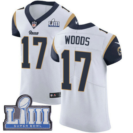 Nike Rams #17 Robert Woods White Super Bowl LIII Bound Men's Stitched NFL Vapor Untouchable Elite Jersey