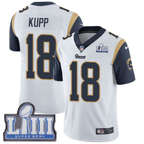 Nike Rams #18 Cooper Kupp White Super Bowl LIII Bound Youth Stitched NFL Vapor Untouchable Limited Jersey