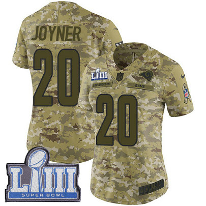 Nike Rams #20 Lamarcus Joyner Camo Super Bowl LIII Bound Women's Stitched NFL Limited 2018 Salute to Service Jersey