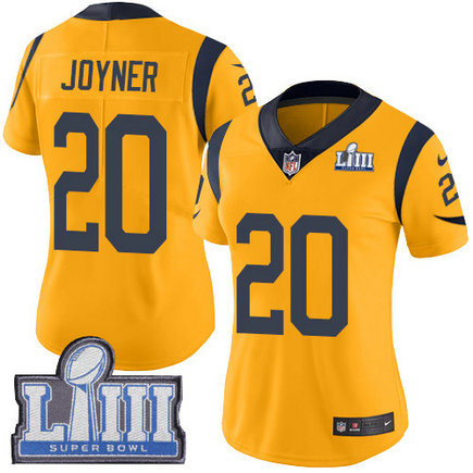 Nike Rams #20 Lamarcus Joyner Gold Super Bowl LIII Bound Women's Stitched NFL Limited Rush Jersey