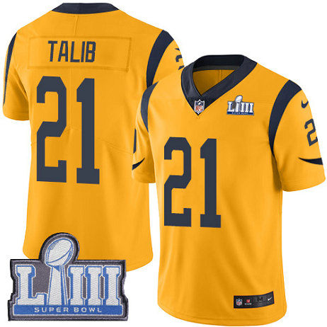 Nike Rams #21 Aqib Talib Gold Super Bowl LIII Bound Youth Stitched NFL Limited Rush Jersey