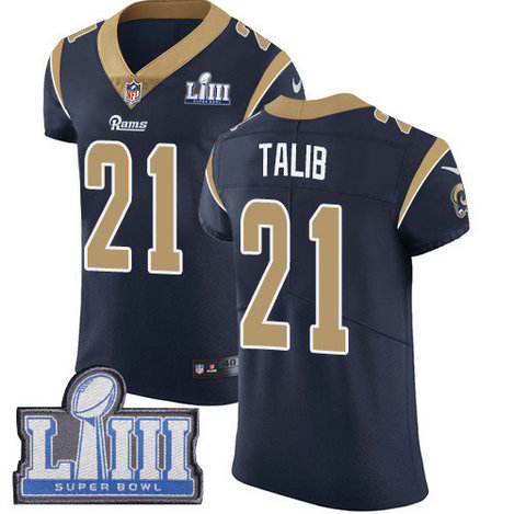 Nike Rams #21 Aqib Talib Navy Blue Team Color Super Bowl LIII Bound Men's Stitched NFL Vapor Untouchable Elite Jersey