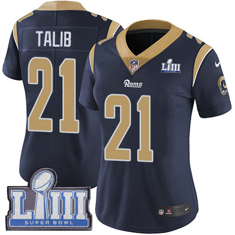 Nike Rams #21 Aqib Talib Navy Blue Team Color Super Bowl LIII Bound Women's Stitched NFL Vapor Untouchable Limited Jersey