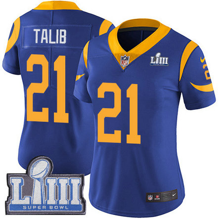 Nike Rams #21 Aqib Talib Royal Blue Alternate Super Bowl LIII Bound Women's Stitched NFL Vapor Untouchable Limited Jersey
