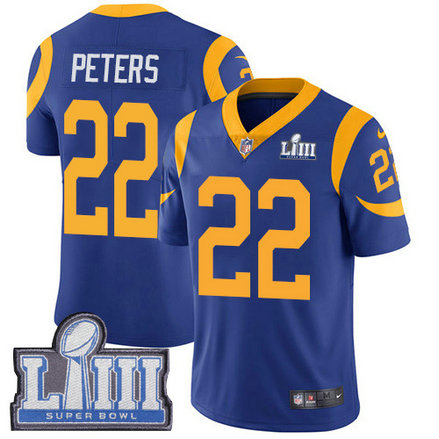 Nike Rams #22 Marcus Peters Royal Blue Alternate Super Bowl LIII Bound Youth Stitched NFL Vapor Untouchable Limited Jersey