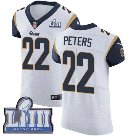 Nike Rams #22 Marcus Peters White Super Bowl LIII Bound Men's Stitched NFL Vapor Untouchable Elite Jersey