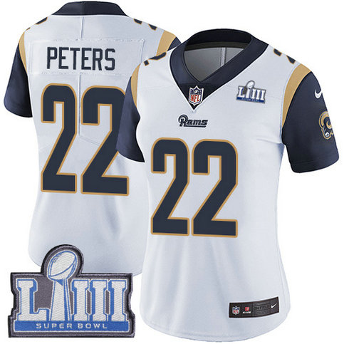 Nike Rams #22 Marcus Peters White Super Bowl LIII Bound Women's Stitched NFL Vapor Untouchable Limited Jersey