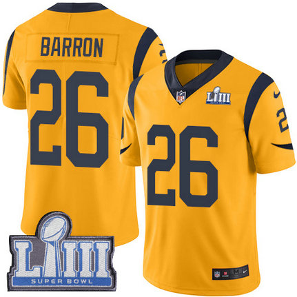 Nike Rams #26 Mark Barron Gold Super Bowl LIII Bound Youth Stitched NFL Limited Rush Jersey