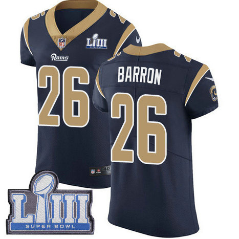 Nike Rams #26 Mark Barron Navy Blue Team Color Super Bowl LIII Bound Men's Stitched NFL Vapor Untouchable Elite Jersey