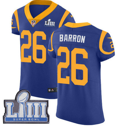 Nike Rams #26 Mark Barron Royal Blue Alternate Super Bowl LIII Bound Men's Stitched NFL Vapor Untouchable Elite Jersey