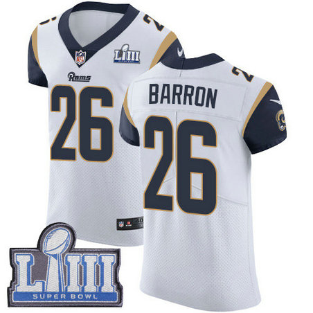 Nike Rams #26 Mark Barron White Super Bowl LIII Bound Men's Stitched NFL Vapor Untouchable Elite Jersey