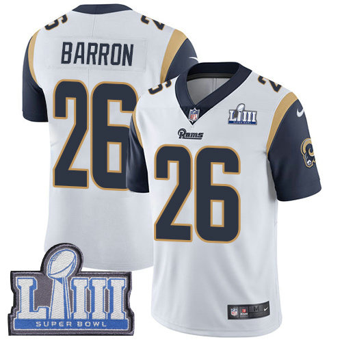 Nike Rams #26 Mark Barron White Super Bowl LIII Bound Youth Stitched NFL Vapor Untouchable Limited Jersey