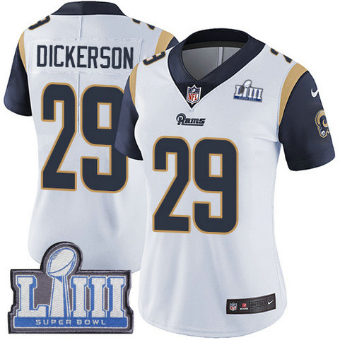Nike Rams #29 Eric Dickerson White Super Bowl LIII Bound Women's Stitched NFL Vapor Untouchable Limited Jersey