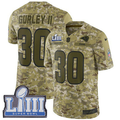 Nike Rams #30 Todd Gurley II Camo Super Bowl LIII Bound Youth Stitched NFL Limited 2018 Salute To Service Jersey