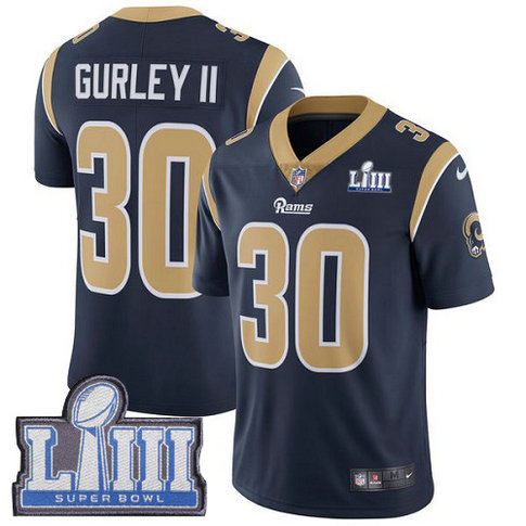 Nike Rams #30 Todd Gurley II Navy Blue Team Color Super Bowl LIII Bound Youth Stitched NFL Vapor Untouchable Limited Jersey