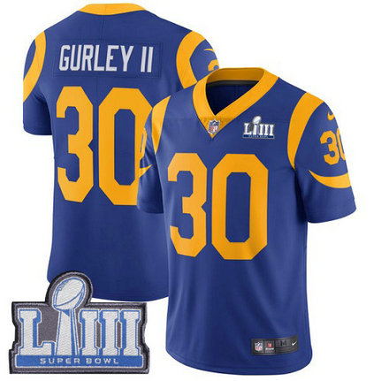 Nike Rams #30 Todd Gurley II Royal Blue Alternate Super Bowl LIII Bound Youth Stitched NFL Vapor Untouchable Limited Jersey