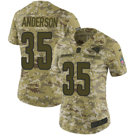 Nike Rams #35 C.J. Anderson Camo Women's Stitched NFL Limited 2018 Salute to Service Jersey