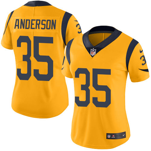 Nike Rams #35 C.J. Anderson Gold Women's Stitched NFL Limited Rush Jersey