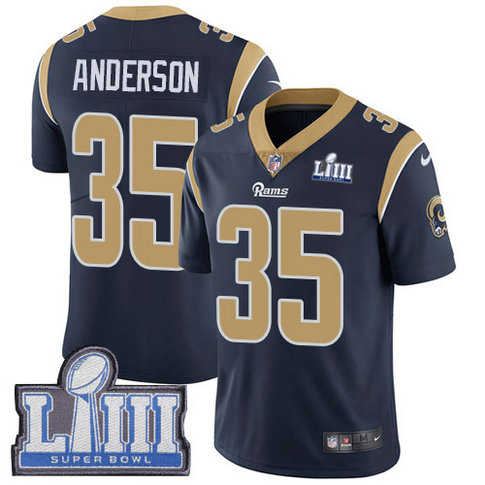 Nike Rams #35 C.J. Anderson Navy Blue Team Color Super Bowl LIII Bound Youth Stitched NFL Vapor Untouchable Limited Jersey