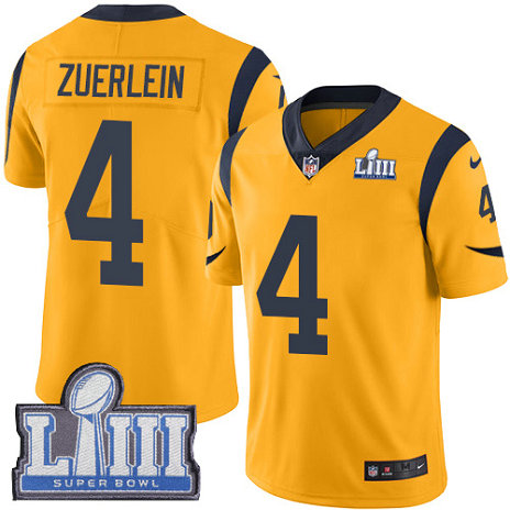 Nike Rams #4 Greg Zuerlein Gold Super Bowl LIII Bound Youth Stitched NFL Limited Rush Jersey