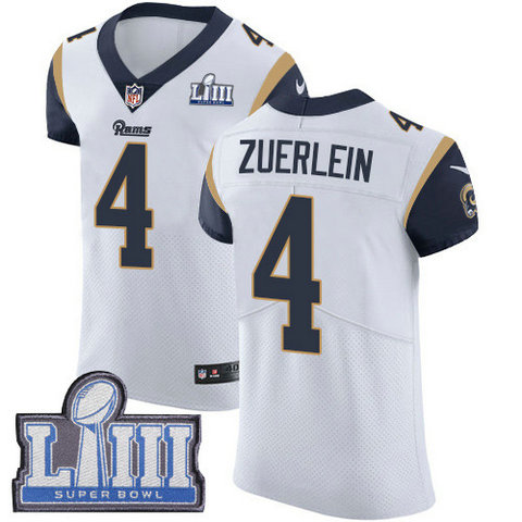Nike Rams #4 Greg Zuerlein White Super Bowl LIII Bound Men's Stitched NFL Vapor Untouchable Elite Jersey