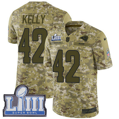Nike Rams #42 John Kelly Camo Super Bowl LIII Bound Men's Stitched NFL Limited 2018 Salute To Service Jersey
