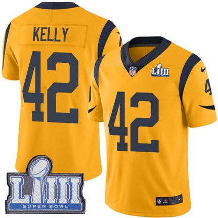 Nike Rams #42 John Kelly Gold Super Bowl LIII Bound Men's Stitched NFL Limited Rush Jersey