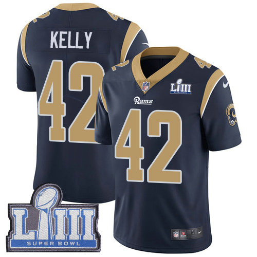 Nike Rams #42 John Kelly Navy Blue Team Color Super Bowl LIII Bound Youth Stitched NFL Vapor Untouchable Limited Jersey