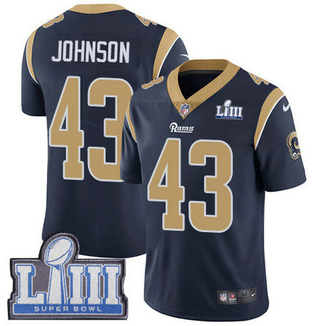 Nike Rams #43 John Johnson Navy Blue Team Color Super Bowl LIII Bound Men's Stitched NFL Vapor Untouchable Limited Jersey