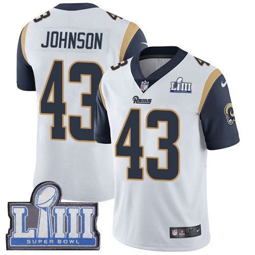 Nike Rams #43 John Johnson White Super Bowl LIII Bound Youth Stitched NFL Vapor Untouchable Limited Jersey