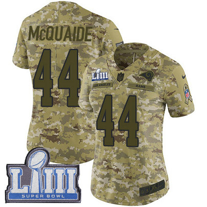 Nike Rams #44 Jacob McQuaide Camo Super Bowl LIII Bound Women's Stitched NFL Limited 2018 Salute to Service Jersey