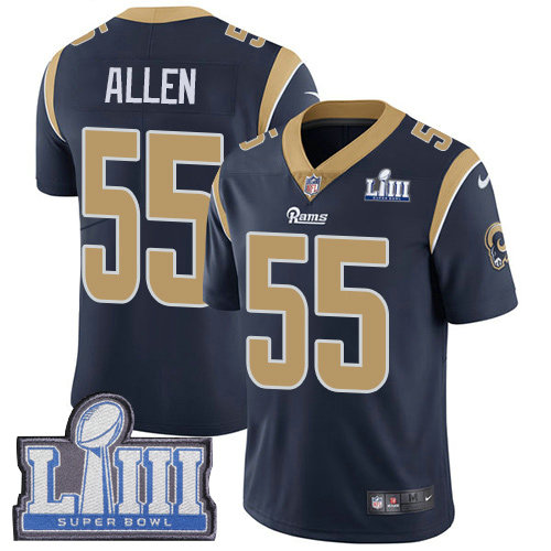 Nike Rams #55 Brian Allen Navy Blue Team Color Super Bowl LIII Bound Youth Stitched NFL Vapor Untouchable Limited Jersey