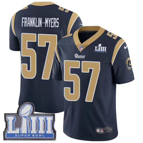 Nike Rams #57 John Franklin-Myers Navy Blue Team Color Super Bowl LIII Bound Youth Stitched NFL Vapor Untouchable Limited Jersey