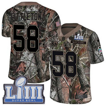 Nike Rams #58 Cory Littleton Camo Super Bowl LIII Bound Men's Stitched NFL Limited Rush Realtree Jersey