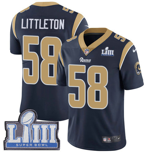 Nike Rams #58 Cory Littleton Navy Blue Team Color Super Bowl LIII Bound Youth Stitched NFL Vapor Untouchable Limited Jersey