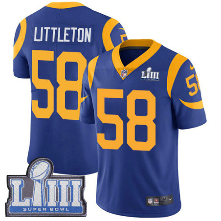 Nike Rams #58 Cory Littleton Royal Blue Alternate Super Bowl LIII Bound Youth Stitched NFL Vapor Untouchable Limited Jersey