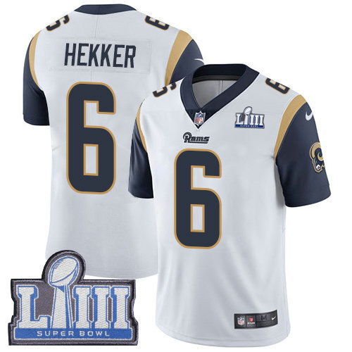 Nike Rams #6 Johnny Hekker White Super Bowl LIII Bound Youth Stitched NFL Vapor Untouchable Limited Jersey